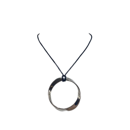 CK Calvin Klein Stainless Steel Hoop Pendant on Black Cord KJ86AP010100
