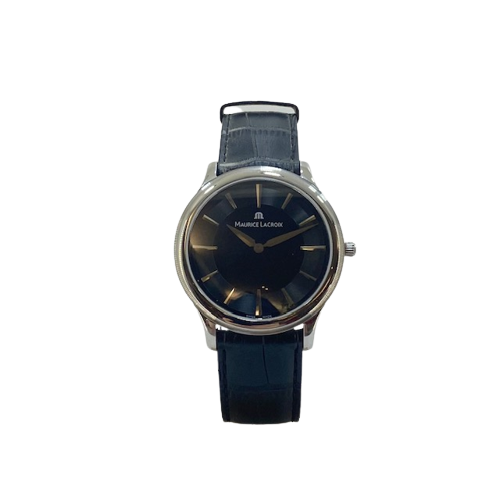 Maurice Lacroix Les Classiques Gents Stainless Steel Black Dial watch on Black Leather Strap LC1037-SS001-330