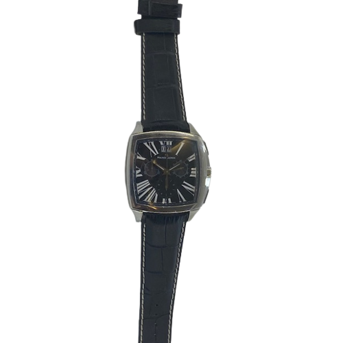 Maurice Lacroix Miros Gents S/S Chronograph Black Roman Dial Watch On Strap MI5017-SS001-310