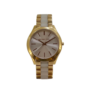 Michael Kors Slim Runway PVD Gold Plated Stainless Steel Bracelet Watch MK4294