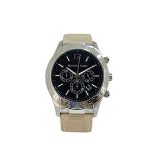 Michael Kors Quartz Nylon Khaki Strap Black Dial Men's Watch MK8187