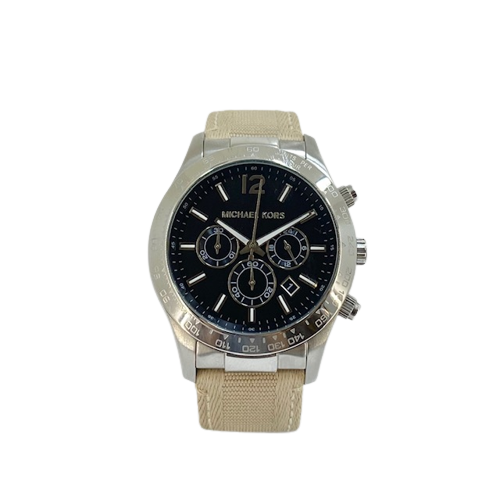 Michael Kors Quartz Nylon Khaki Strap Black Dial Men's Watch MK8187