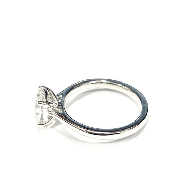 Platinum Certificated Lab Grown 1.56ct Oval Cut Diamond Ring