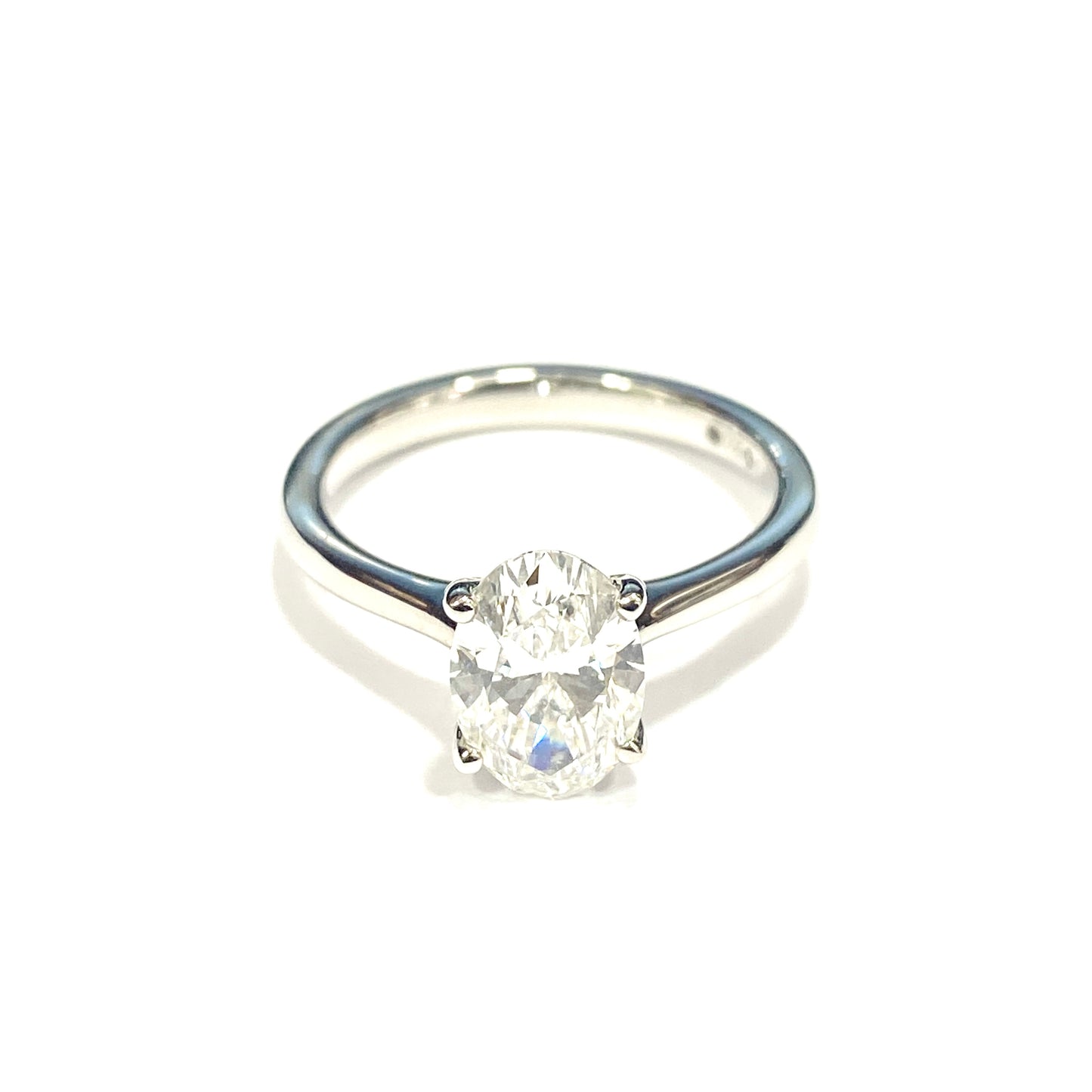 Platinum Certificated Lab Grown 1.56ct Oval Cut Diamond Ring
