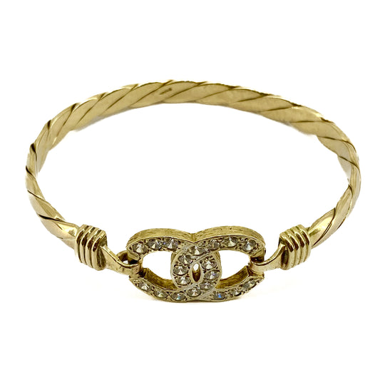 9ct Yellow Gold Stone Set Bangle Pre Loved
