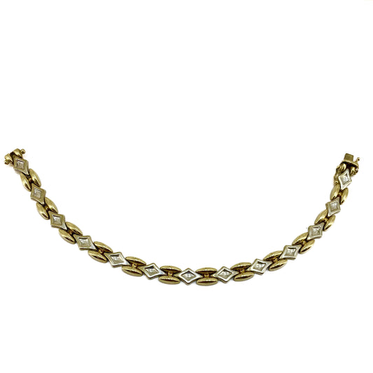 9ct Gold 2 Tone Fancy Link Bracelet Pre Loved