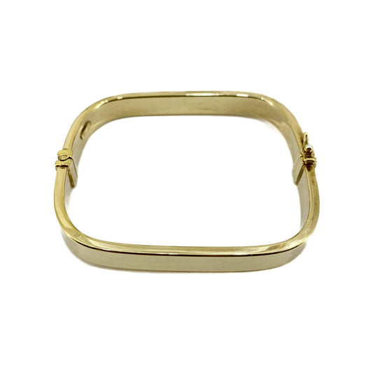 Silver With Gold Plating Rectangular Hinged Bangle Pre Loved