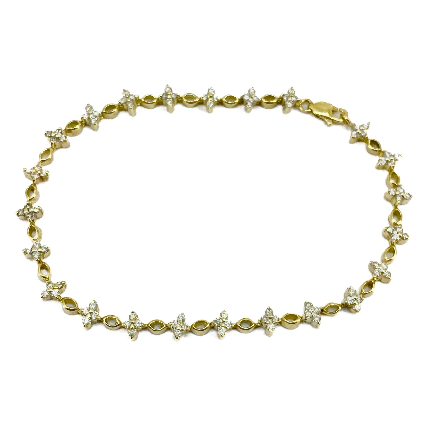 9ct Yellow Gold with Diamond Stone Set Tennis Bracelet Pre Loved