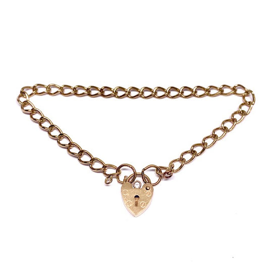 9ct Yellow Gold Charm bracelet with padlock Pre-Loved