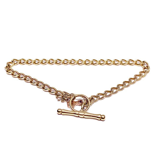 9ct gold Curb Bracelet with T Bar & Large Jump Ring  Pre-loved