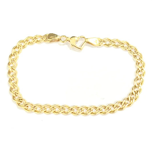 14ct Y/G Double Link Preloved Bracelet with Heart Clasp