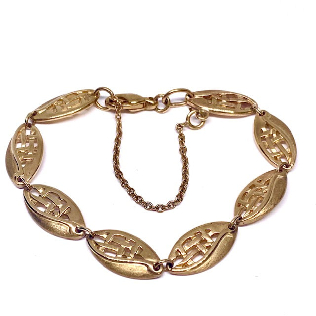 9ct Yellow Gold Rennie Macintosh Bracelet with Safety chain Pre-loved