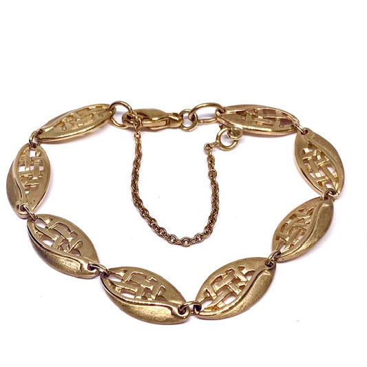 9ct Yellow Gold Rennie Macintosh Bracelet with Safety chain Pre-loved