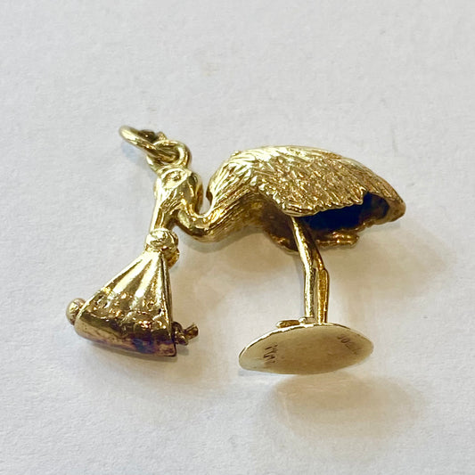 9ct yellow gold Stork charm Pre-Loved