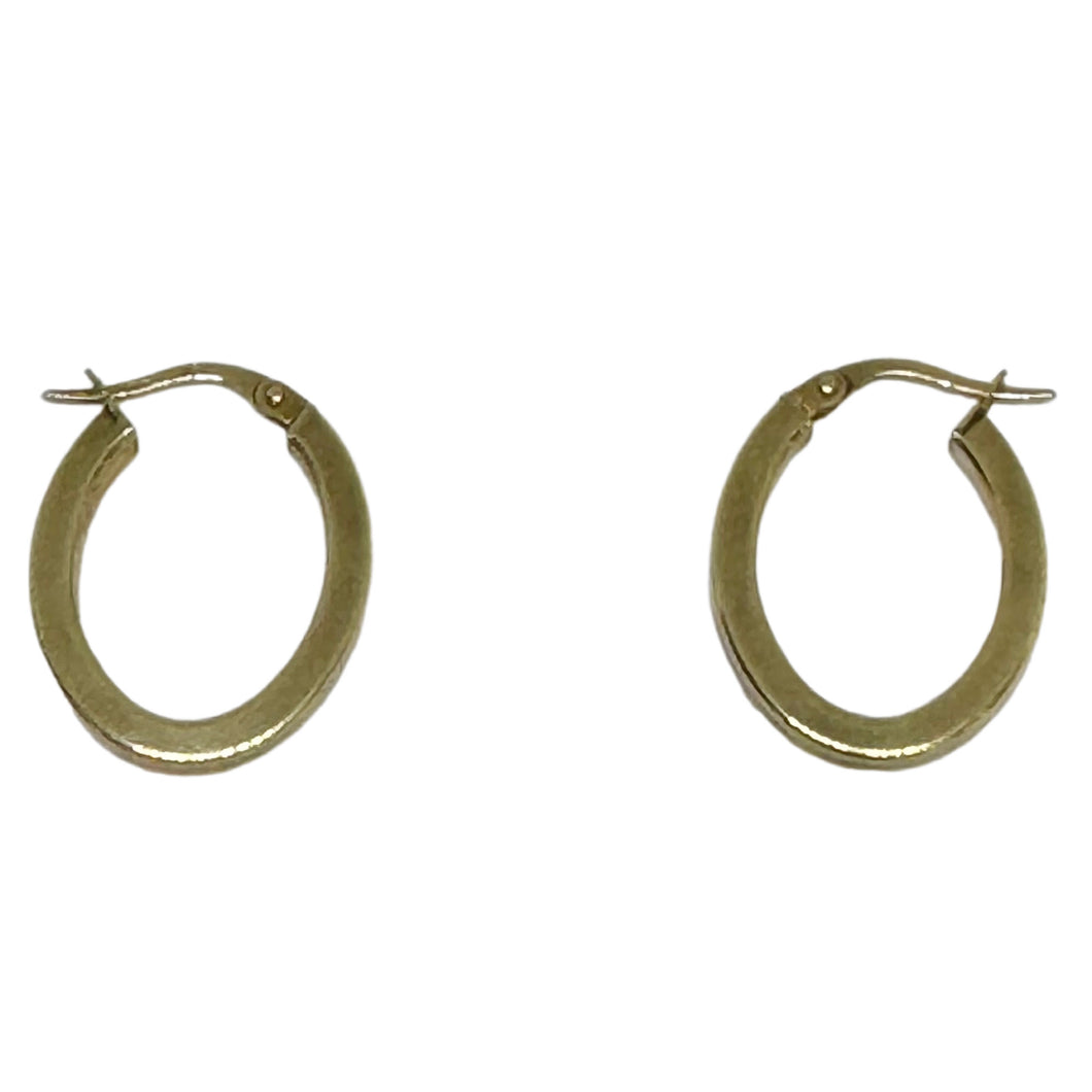 9ct Yellow Gold Oval Hoop Earrings Pre Loved