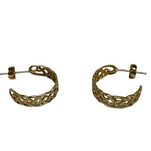 Load image into Gallery viewer, 9ct Yellow Gold Half Hoop Cut Out Pattern Earrings Pre Loved
