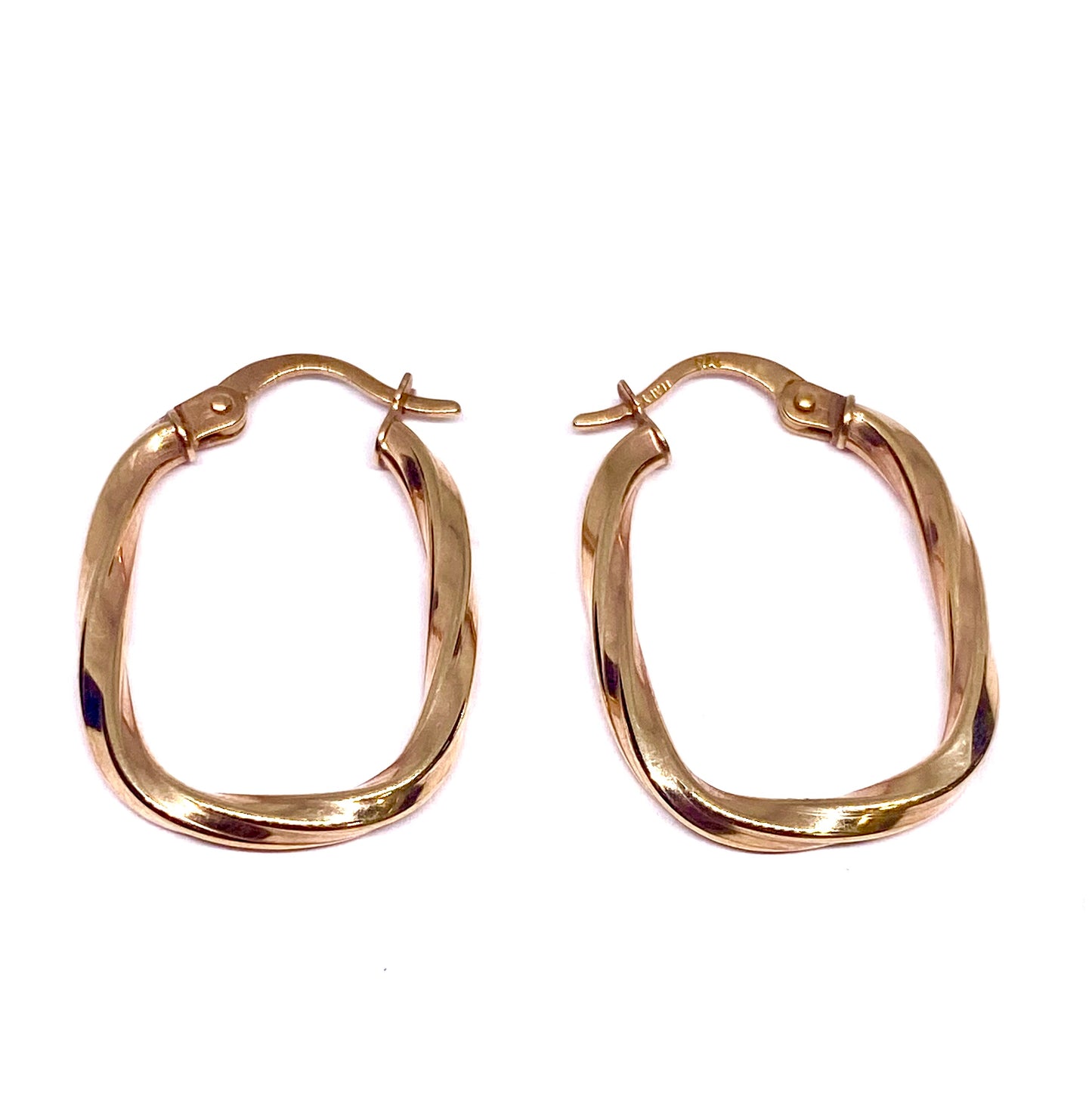 9ct Yellow Gold Twisted Hoop Earrings Pre Loved