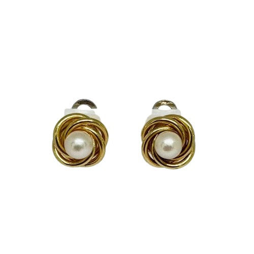 18ct Yellow Gold Cultured Pearl Stud Earrings Pre-Loved