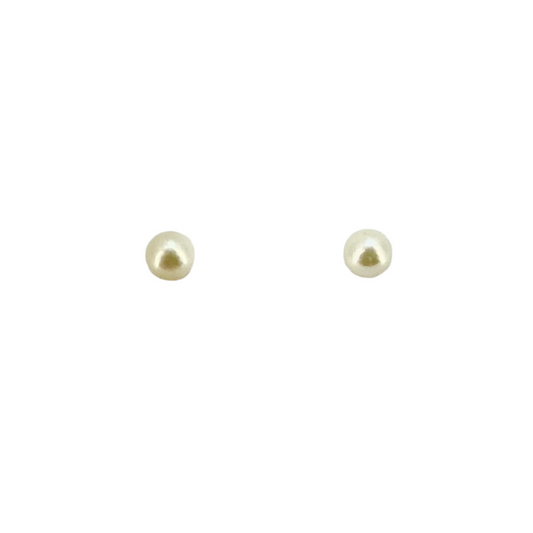 9ct Yellow Gold 4mm Pearl Stud Earrings Pre-Loved
