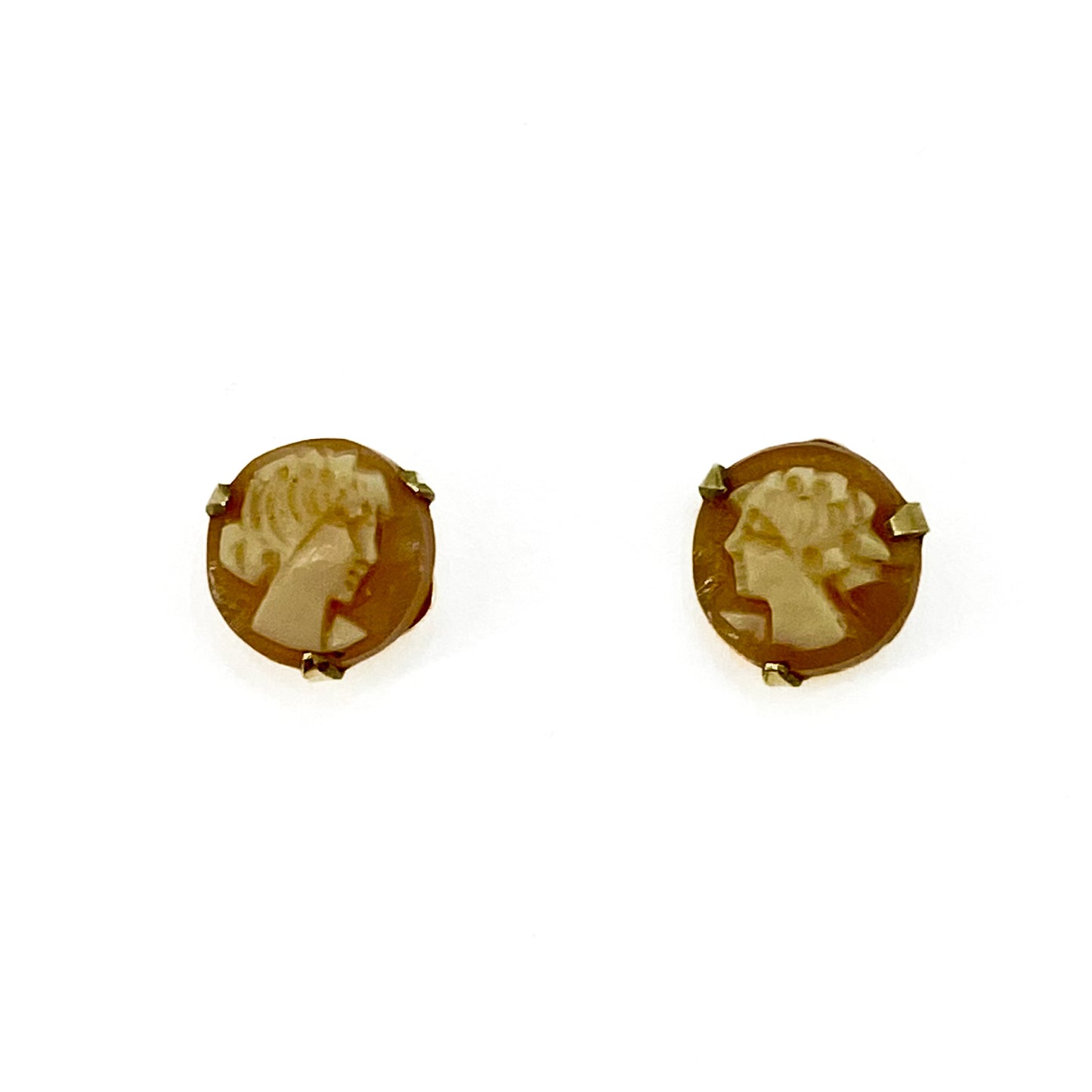 9ct Yellow Cameo Stud Earrings Pre Loved