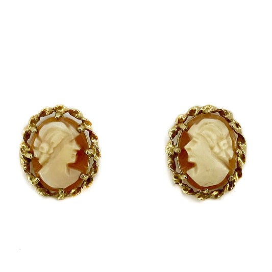 9ct Yellow Cameo Stud Earrings Pre Loved