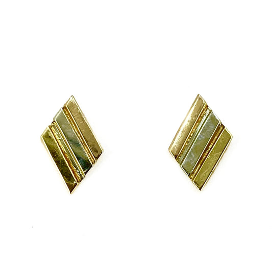 18ct Gold 3 Stone Set Stud Earrings Pre Loved