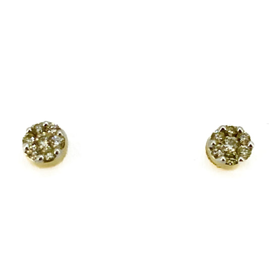 18ct Yellow Gold Diamond Set Stud Earrings Pre Loved