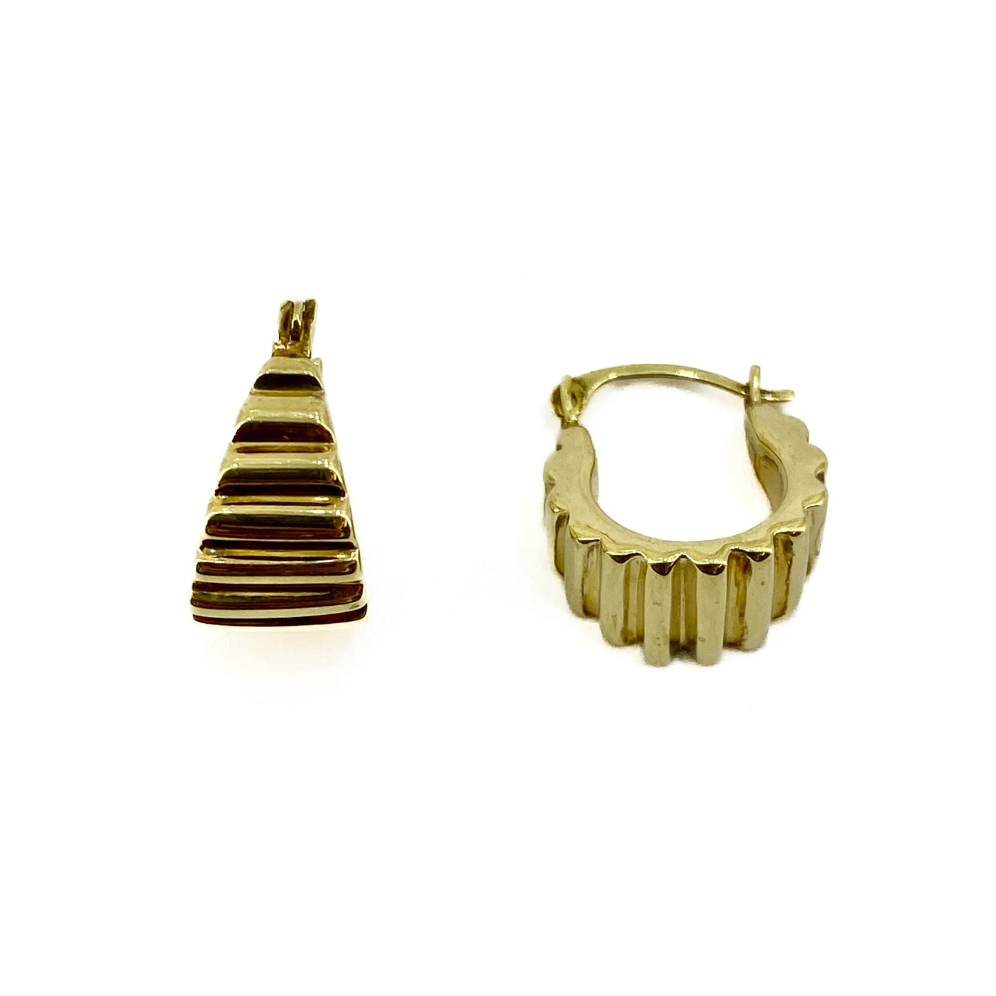 14ct Yellow Gold Half Hoop Earrings Pre Loved