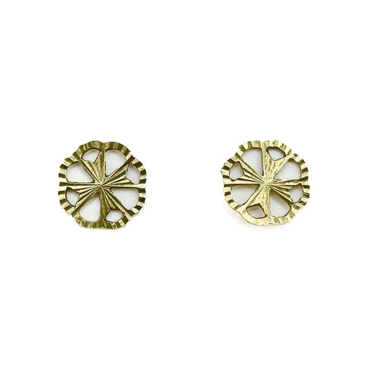 9ct Yellow Gold Cross Stud Earrings Pre Loved