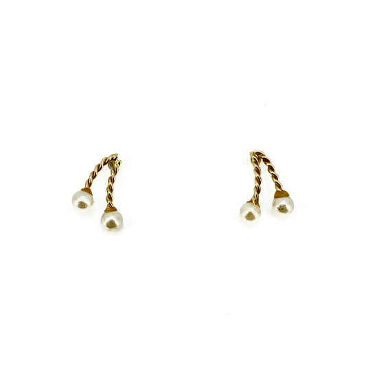 9ct Yellow Gold Pearls Stud Earrings Pre-Loved