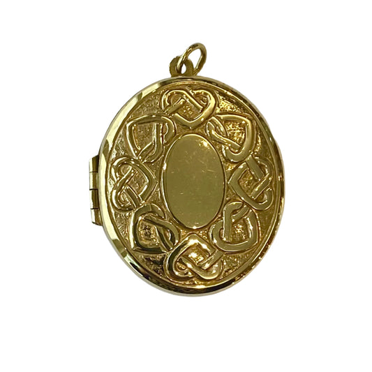 9ct Yellow Gold Patterned Locket Pre Loved Pendant