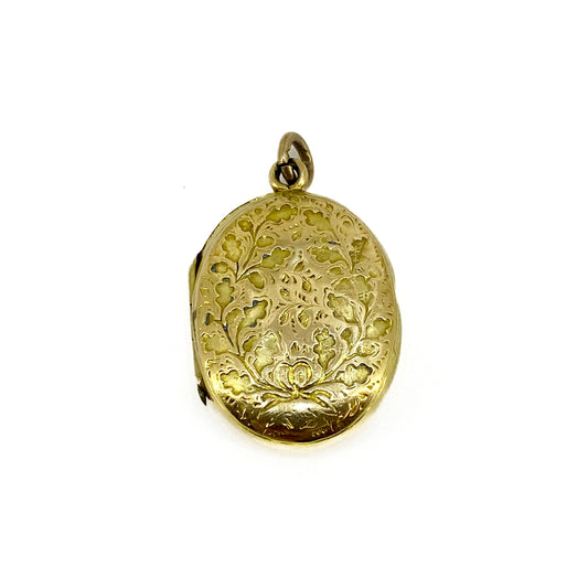 9ct Yellow Gold Patterned Oval Locket Pre Loved
