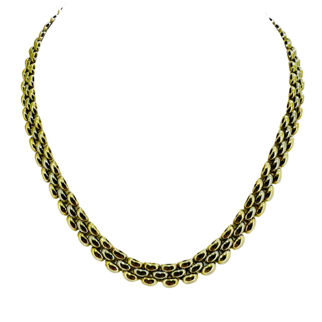 9ct Y/G Brick link 2 tone 16'' Necklet Pre Loved