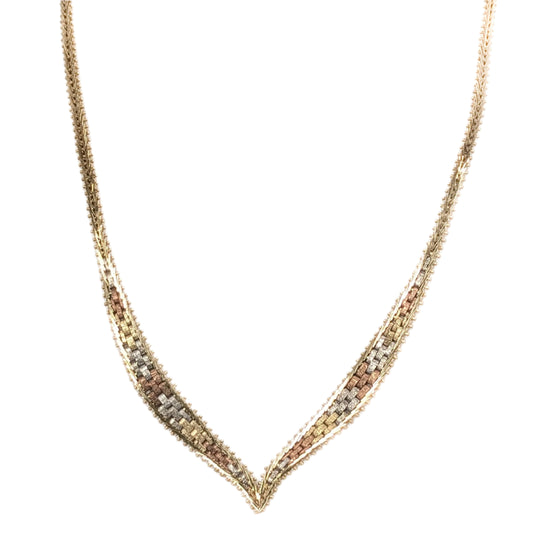 9ct 3-Tone Fancy Link Necklet Pre Loved