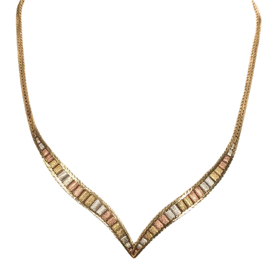 9ct 3-Tone Link Necklet Pre Loved