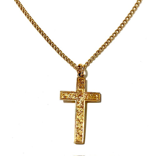 9ct gold Cross on 9ct gold 24 inches Chain Pre-loved