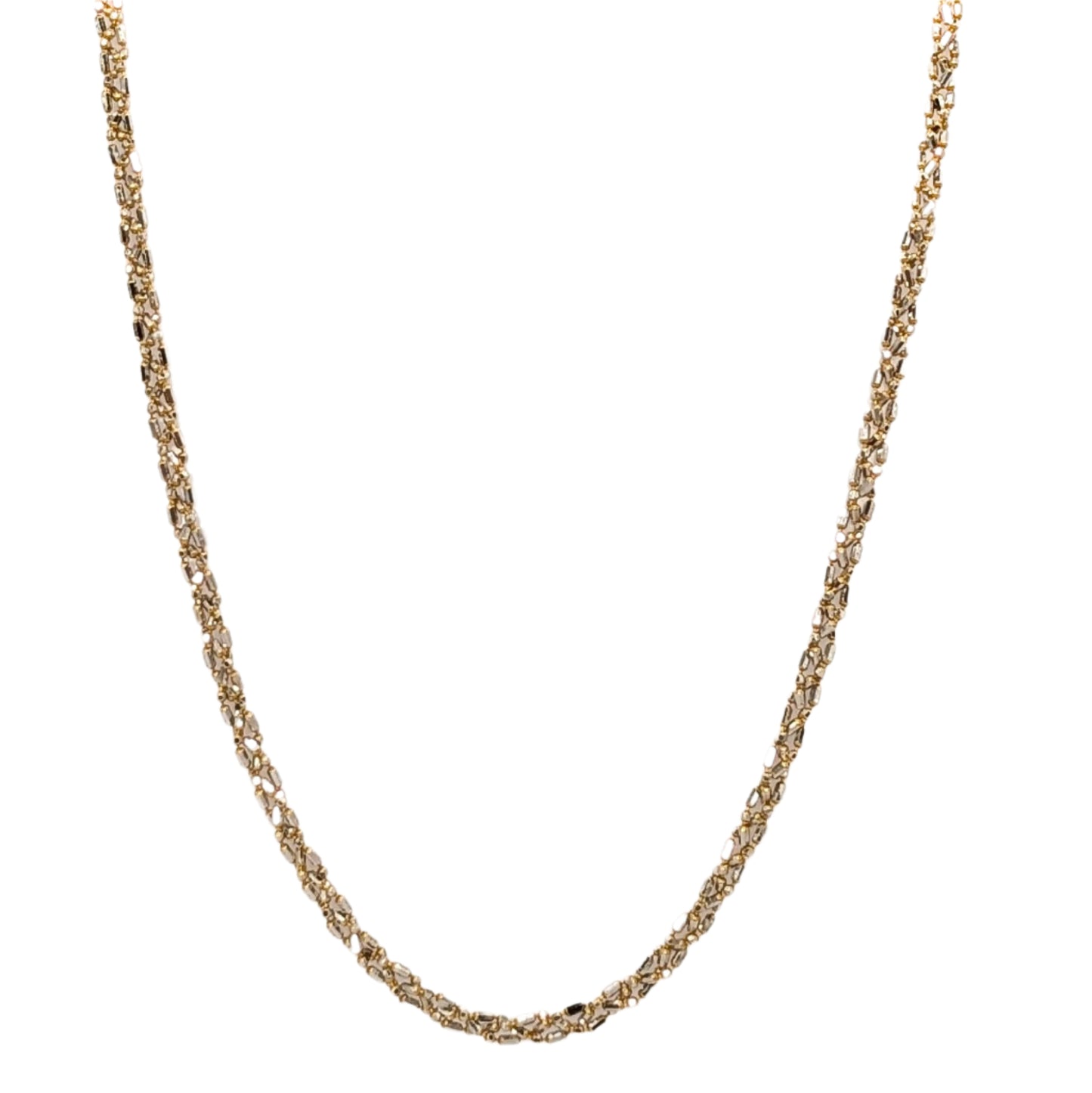 18ct 2-Tone Twisted Intricate Link Necklace Pre Loved