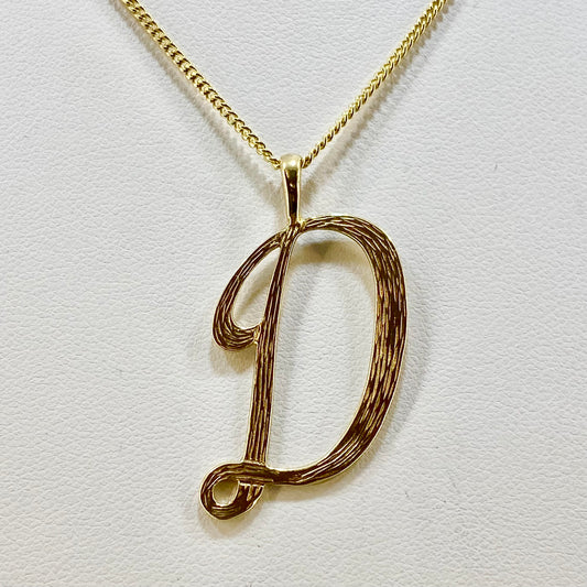 9ct Yellow Gold Letter D Pendant Pre Loved