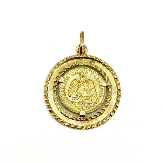 18ct Yellow Gold Pendant Mount With 22ct Peso Coin Pre Loved