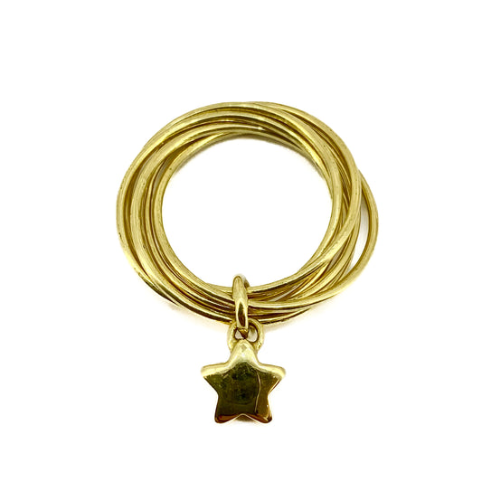 18ct Yellow Gold Multi Band Ring With Star Charm Pre Loved