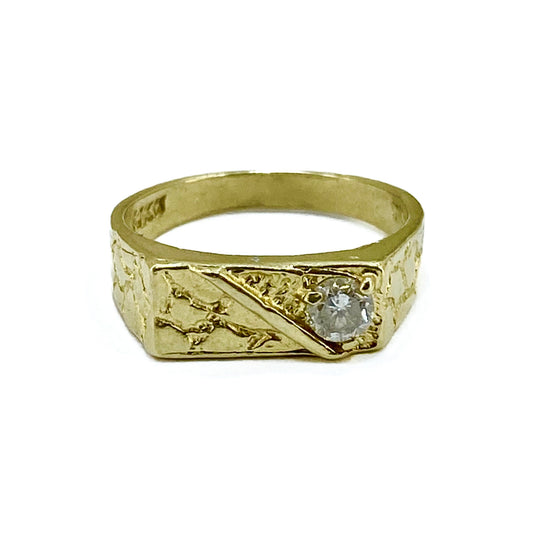 14ct Yellow Gold Diamond Set Signet Ring Pre Loved