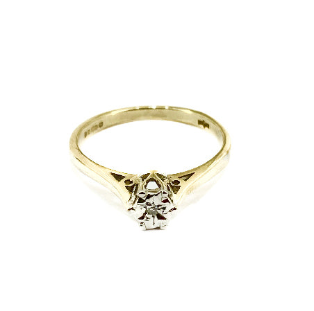 9ct Yellow Gold Illusion Setting Solitaire Diamond Ring Pre Loved