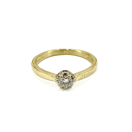 18ct Yellow Gold and Platinum Diamond Solitaire Ring Pre Loved
