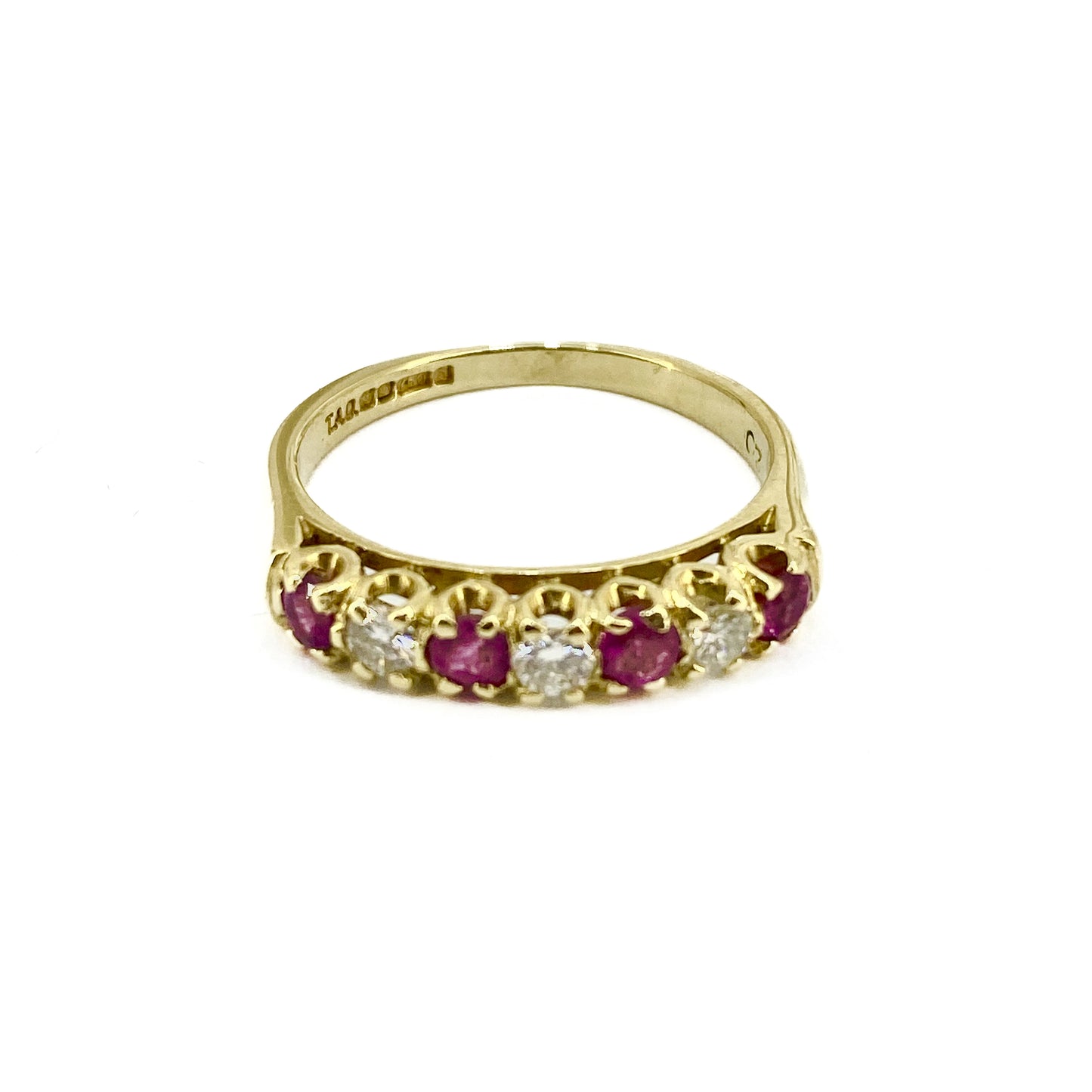 18ct Yellow Gold Rubies and Diamonds Eternity Ring Pre Loved