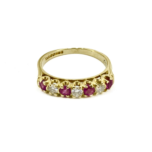 18ct Yellow Gold Rubies and Diamonds Eternity Ring Pre Loved