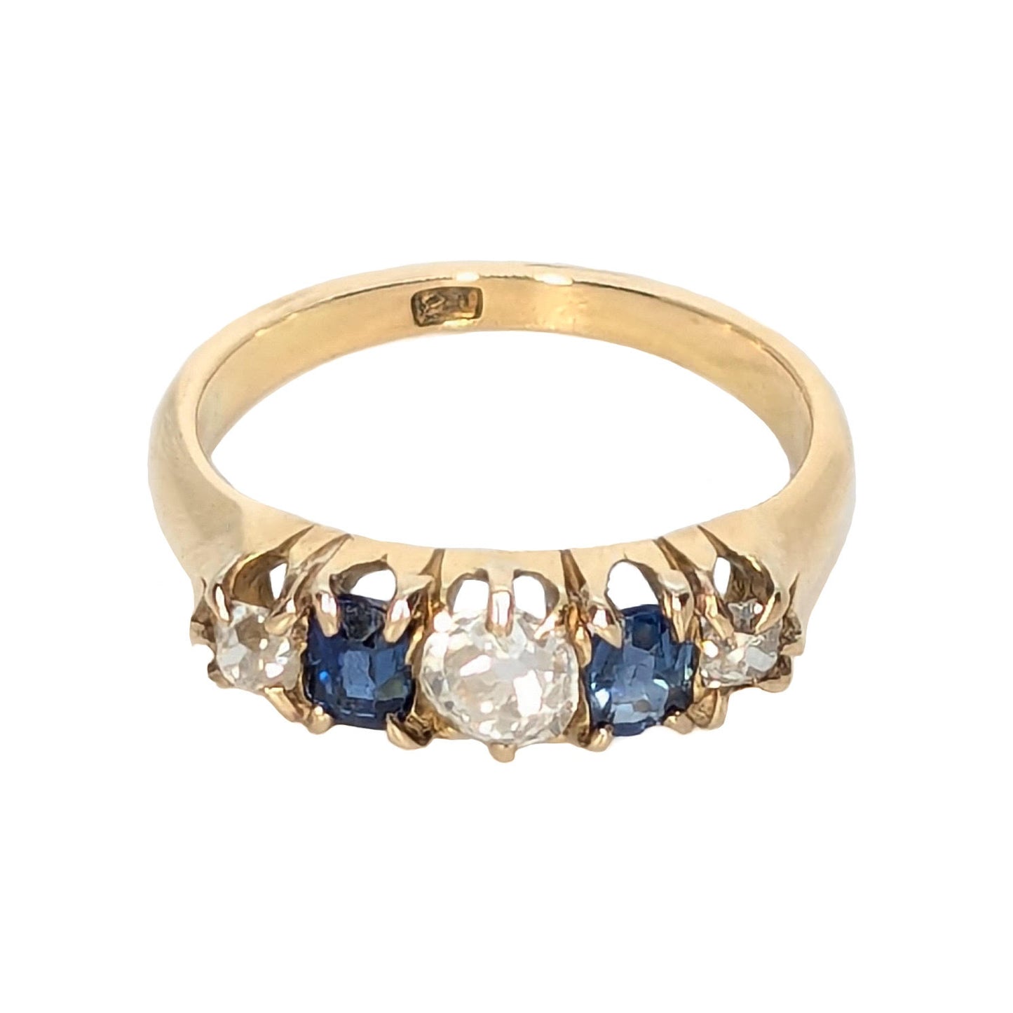 18ct Yellow Gold Sapphires and Diamonds Ring Pre Loved