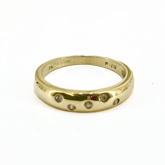 9ct Yellow Gold 5 Diamonds Set Wedding Ring Pre Loved