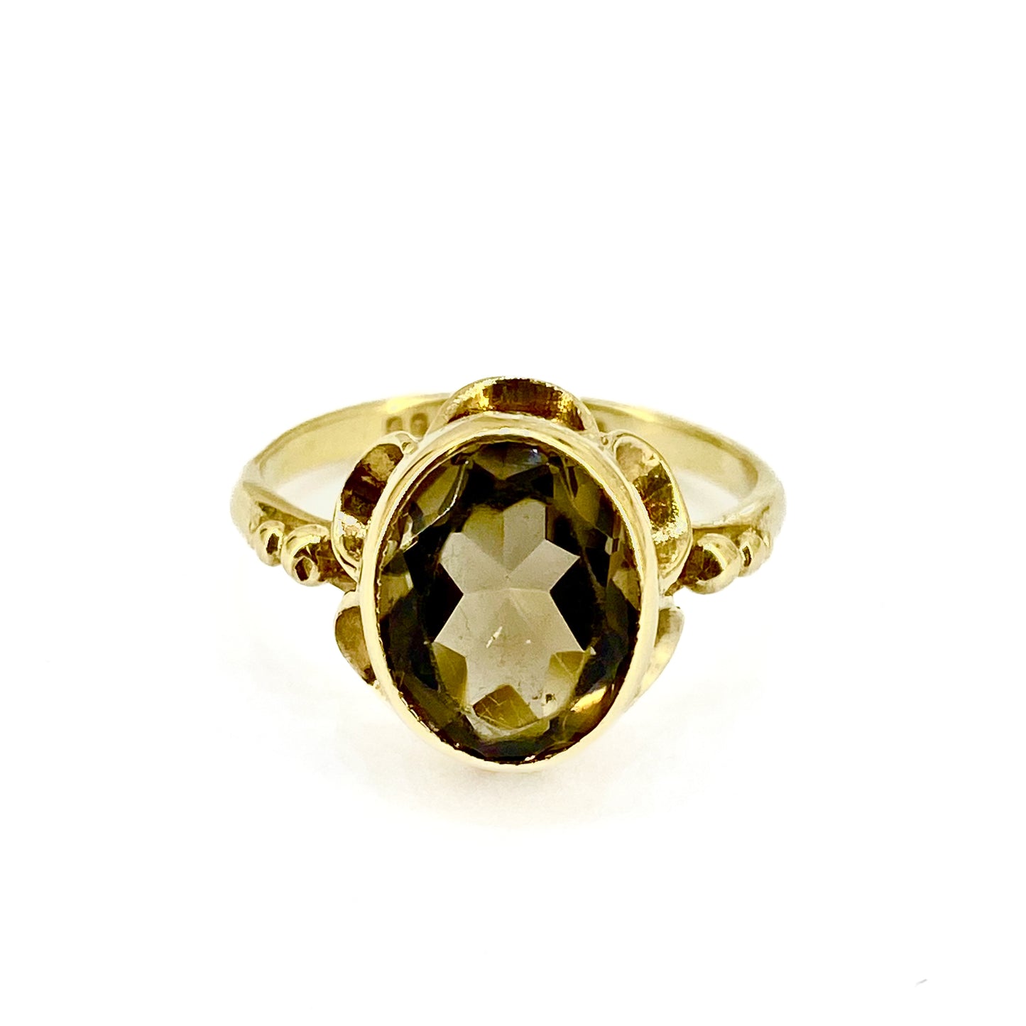9ct Yellow Gold Smokey Quartz Set Ring Pre Loved