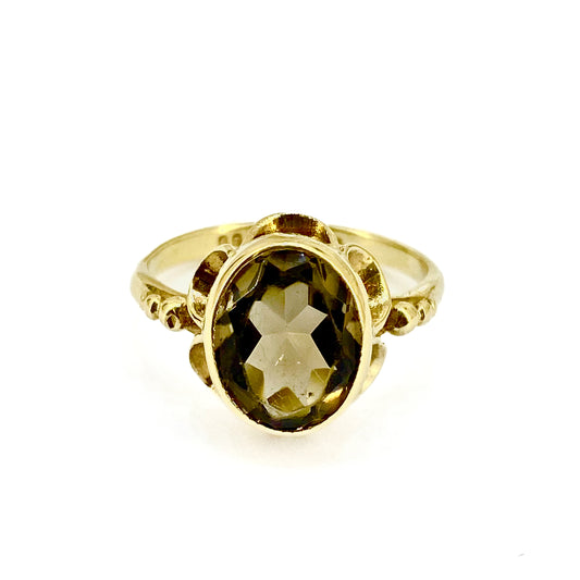 9ct Yellow Gold Smokey Quartz Set Ring Pre Loved