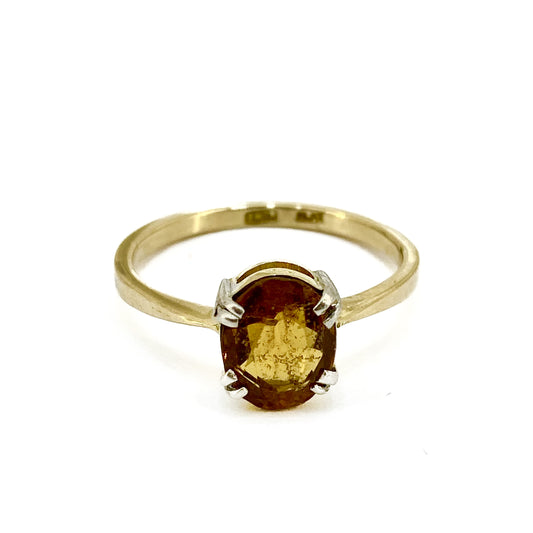18ct Yellow Gold Citrine Set Ring Pre Loved